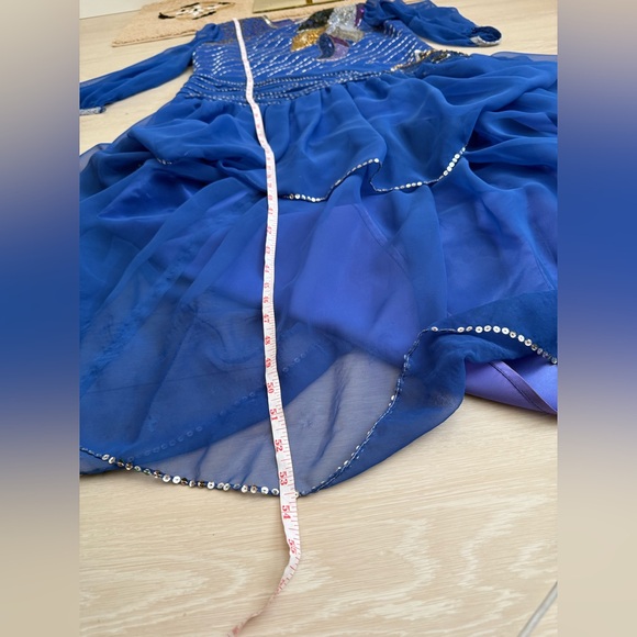 Vintage Royal Blue Embellished Gown with Bishop Sleeves - Picture 9 of 9